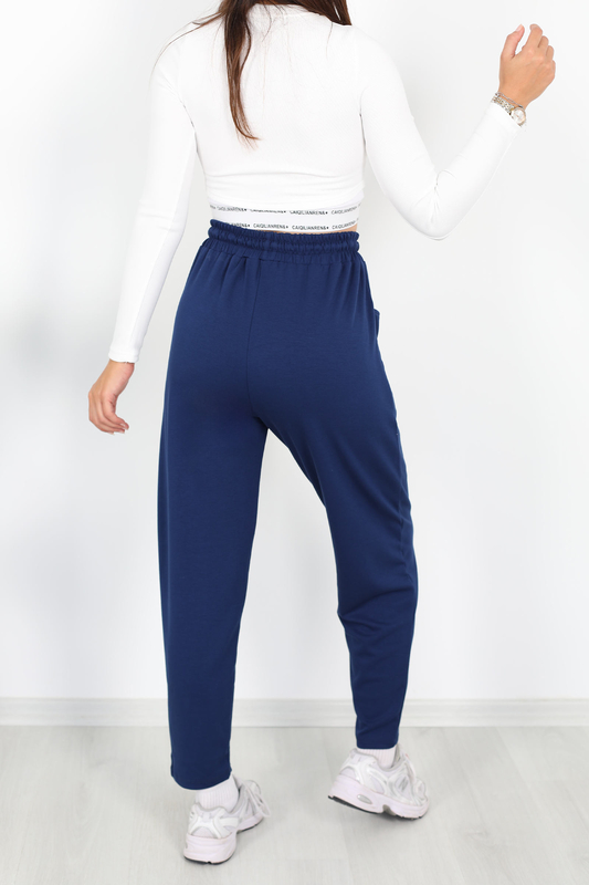 Çimalı Ön Çift Cepli Lacivert Kadın Modal Pantolon - 4