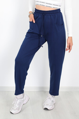 Çimalı Ön Çift Cepli Lacivert Kadın Modal Pantolon - 3