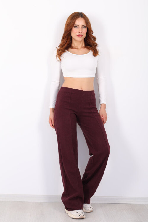 Çimalı Örme Bordo Kadın Pantolon - 4