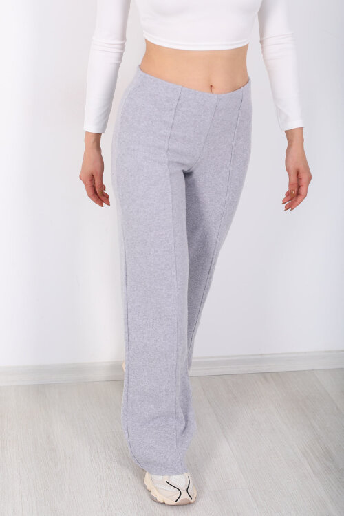 Çimalı Örme Gri Melanj Kadın Pantolon - Berox (1)