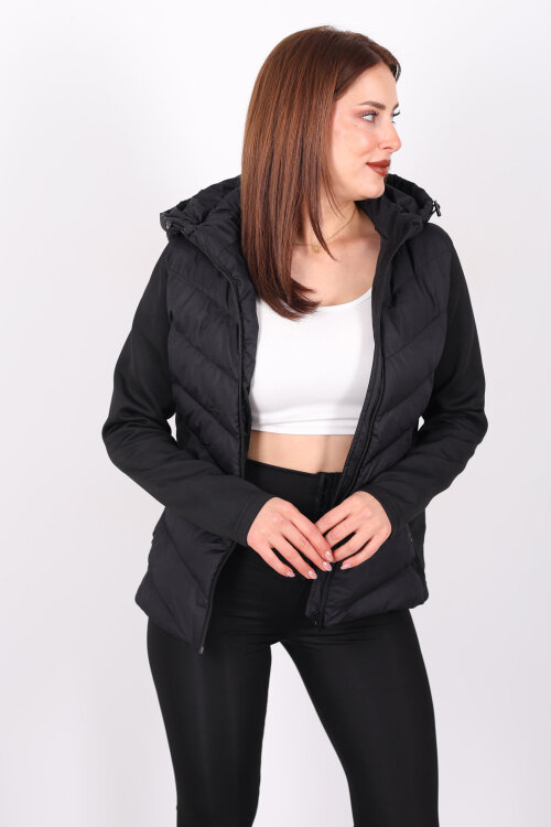 Dalgıç Detay Cepli Siyah Kadın Şişme Mont - 3