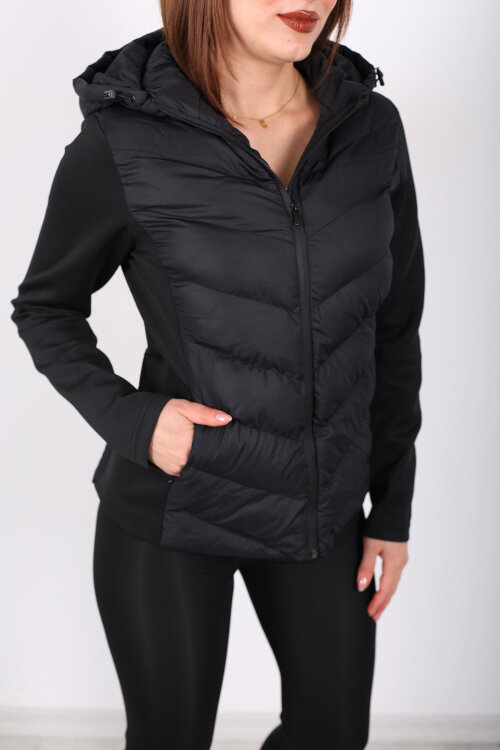 Dalgıç Detay Cepli Siyah Kadın Şişme Mont - Berox (1)