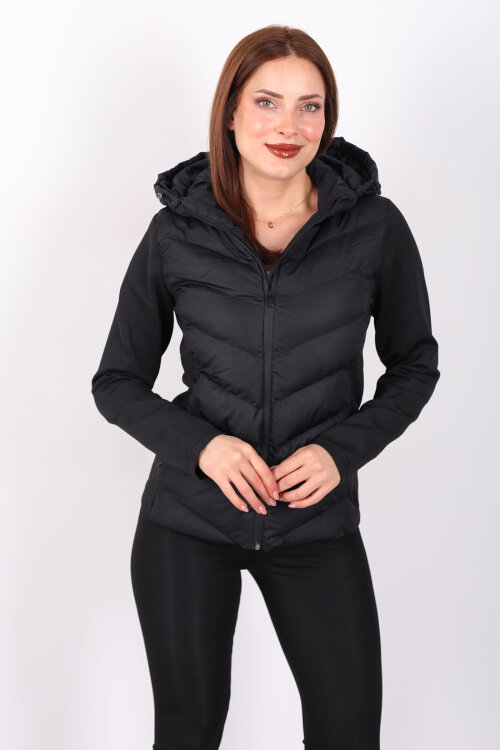 Dalgıç Detay Cepli Siyah Kadın Şişme Mont - 7