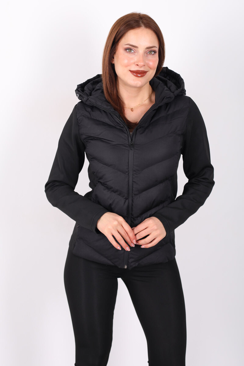 Dalgıç Detay Cepli Siyah Kadın Şişme Mont - 7