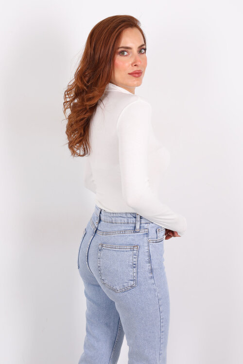 Damla Detaylı Buzzy Ekru Kadın Çıtçıtlı Body - 5