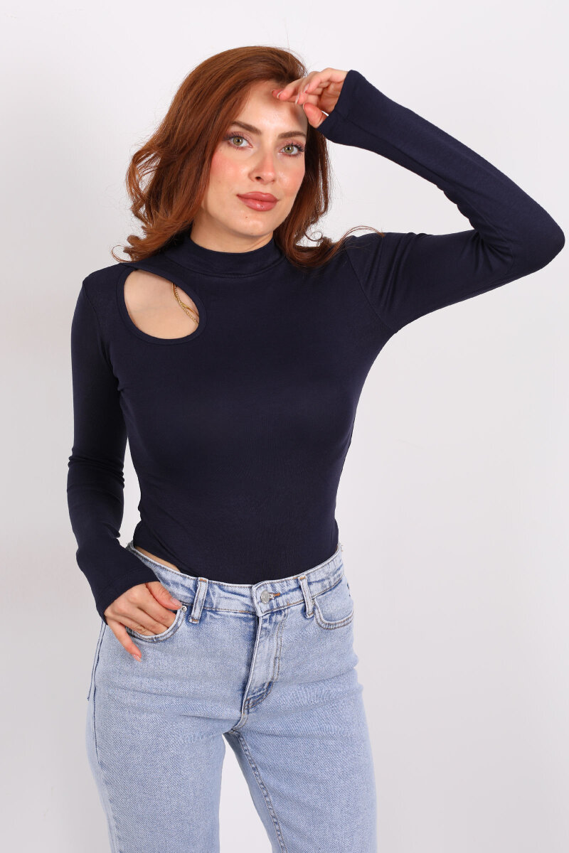 Damla Detaylı Buzzy Lacivert Kadın Çıtçıtlı Body - 1