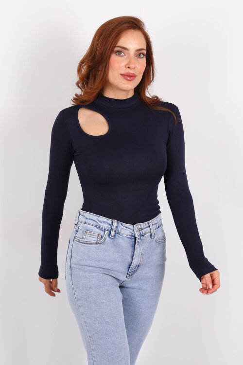 Damla Detaylı Buzzy Lacivert Kadın Çıtçıtlı Body - 4