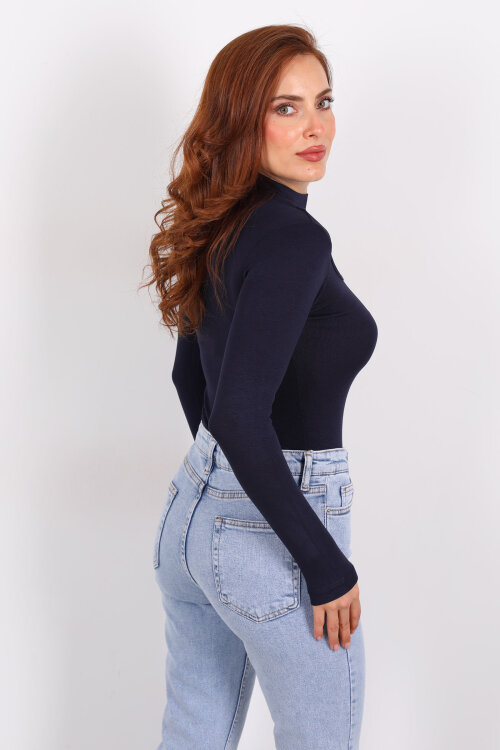 Damla Detaylı Buzzy Lacivert Kadın Çıtçıtlı Body - 5