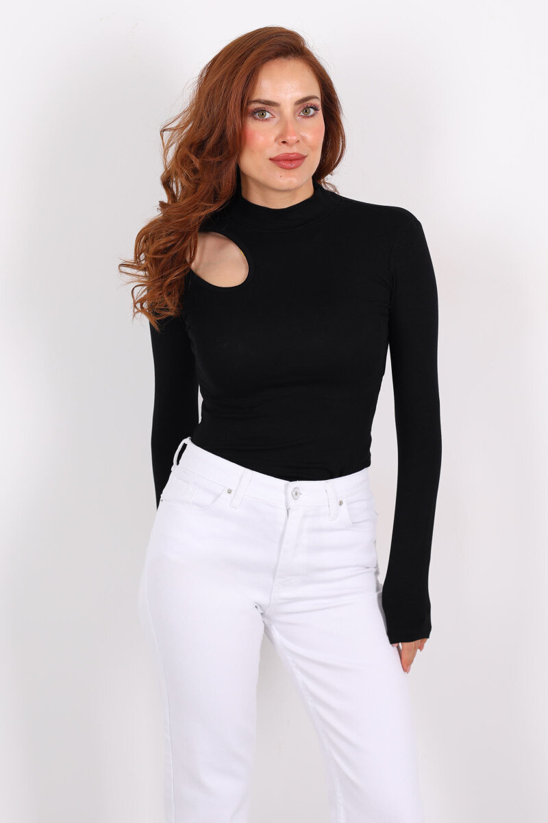 Damla Detaylı Buzzy Siyah Kadın Çıtçıtlı Body - 5