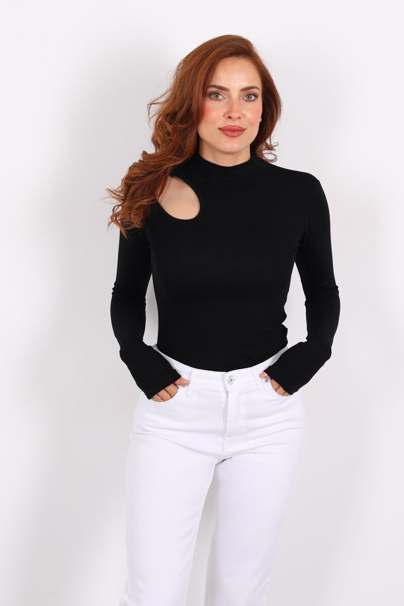 Damla Detaylı Buzzy Siyah Kadın Çıtçıtlı Body - 3