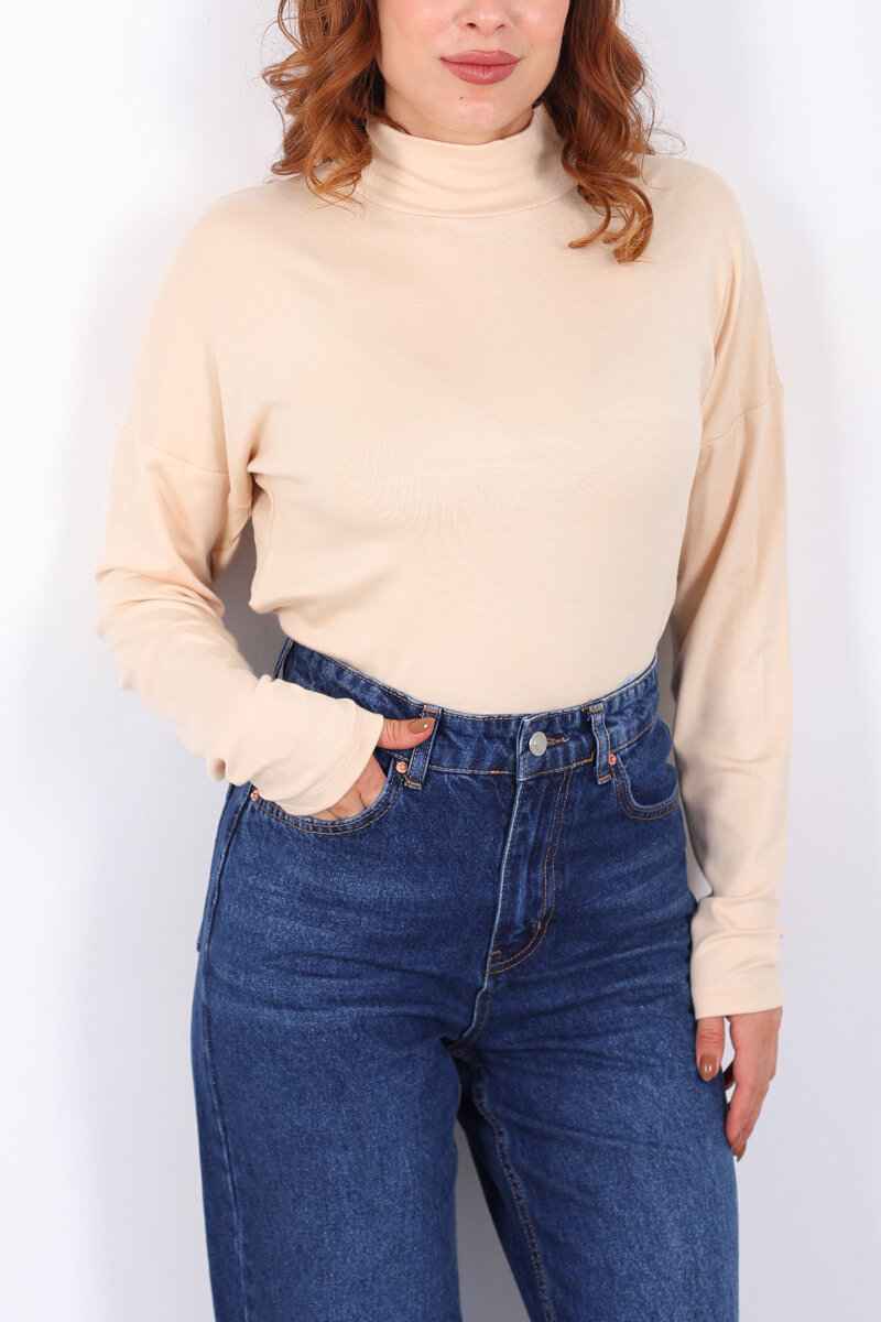 Dik Yaka Sarı Kadın Buzi Bluz - 2