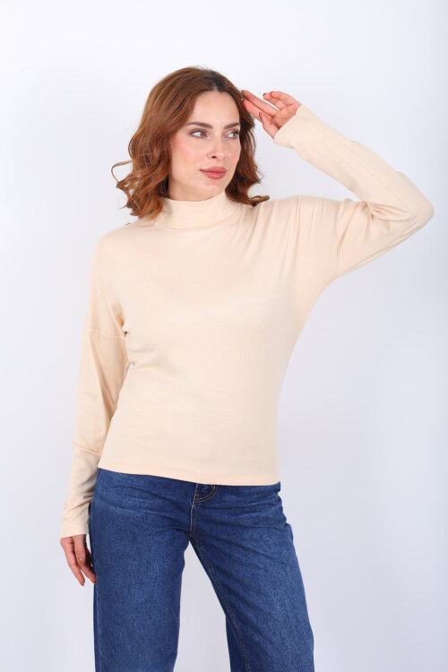 Dik Yaka Sarı Kadın Buzi Bluz - 4