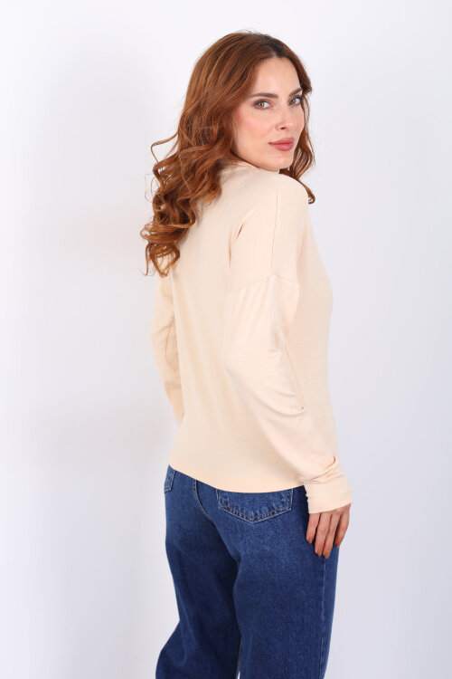 Dik Yaka Sarı Kadın Buzi Bluz - 5