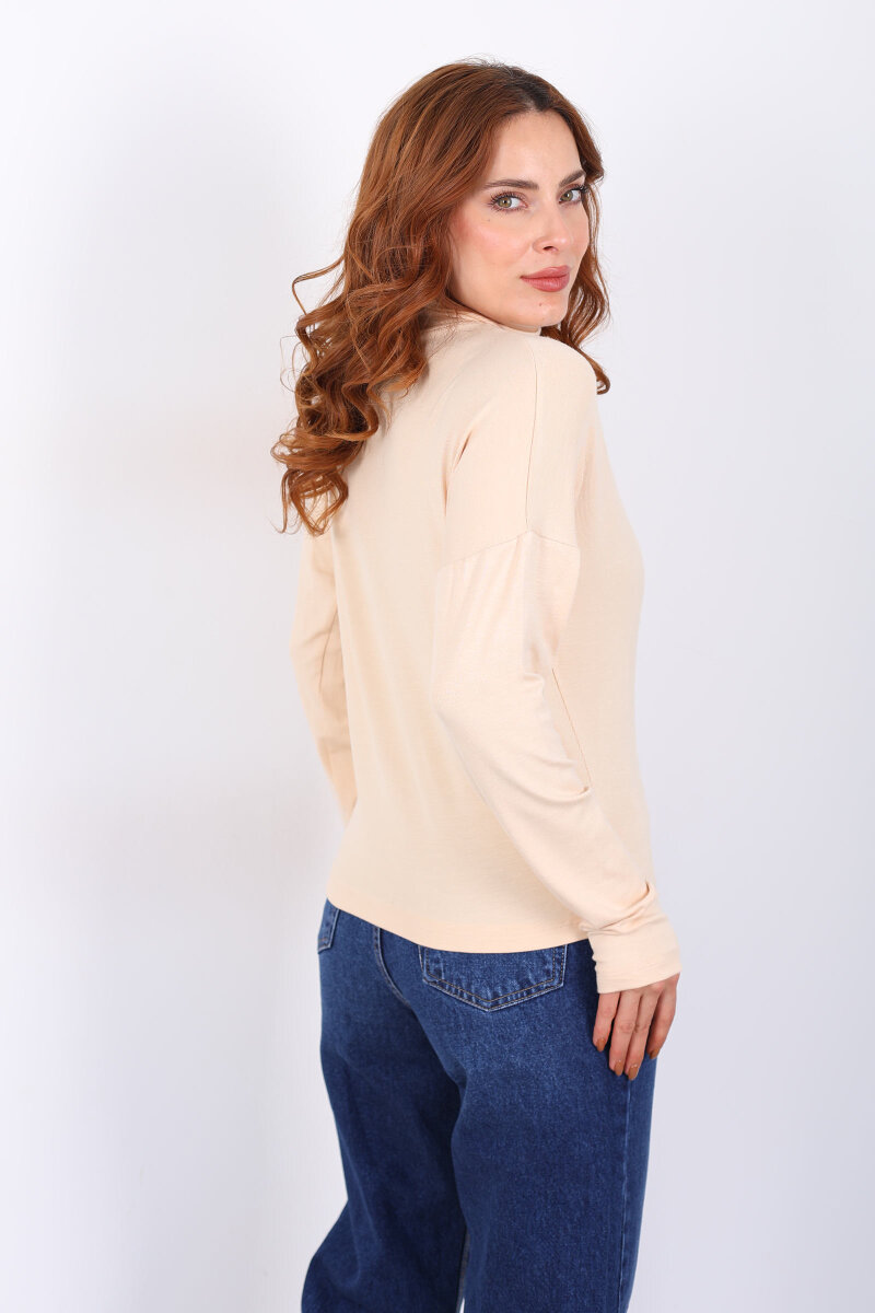 Dik Yaka Sarı Kadın Buzi Bluz - 5