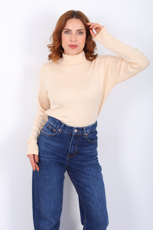 Dik Yaka Sarı Kadın Buzi Bluz - 6