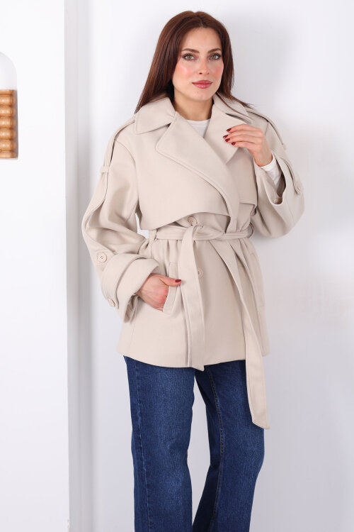 Düğmeli Apoletli Kısa Kaşe Ceket - Berox