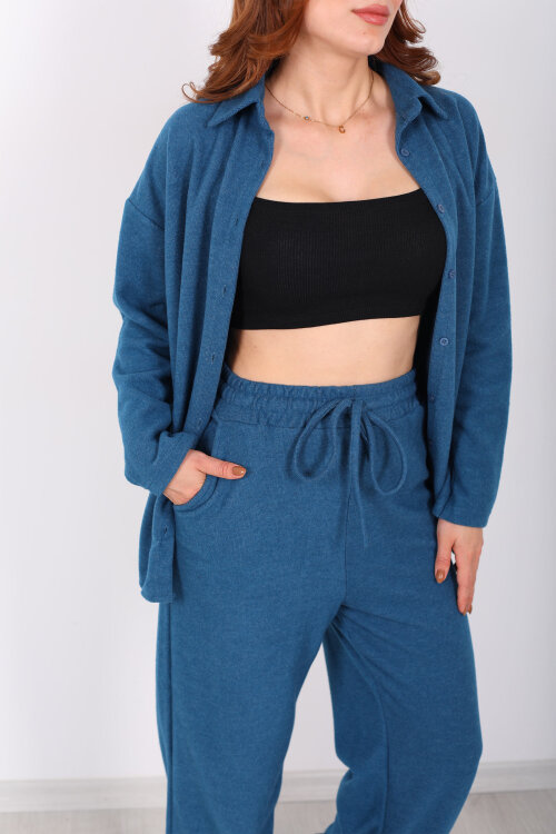 Düğmeli Bol Paça Marin Kadın Selanik Takım - Berox (1)