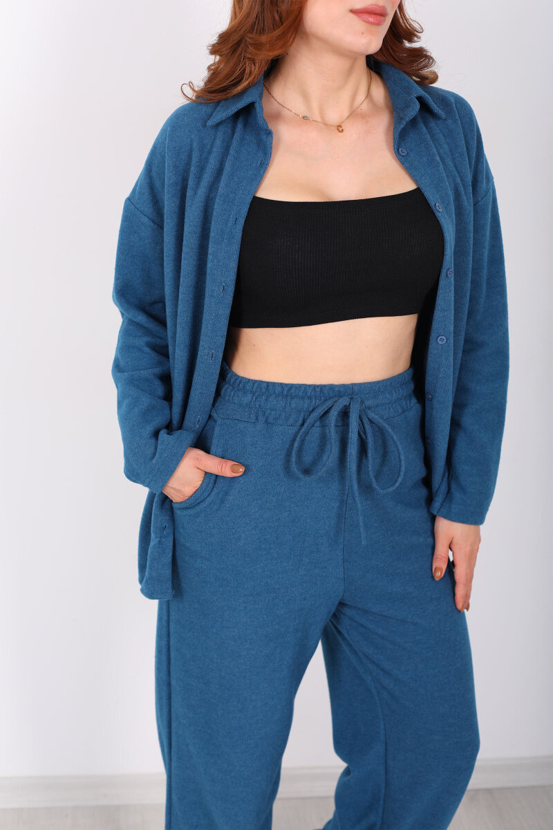 Düğmeli Bol Paça Marin Kadın Selanik Takım - 2