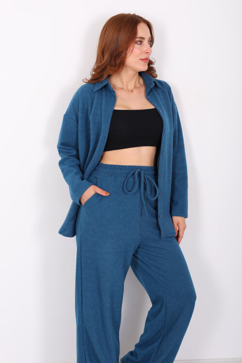 Düğmeli Bol Paça Marin Kadın Selanik Takım - Berox