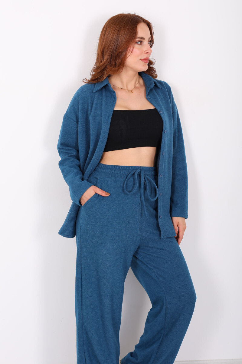 Düğmeli Bol Paça Marin Kadın Selanik Takım - 1