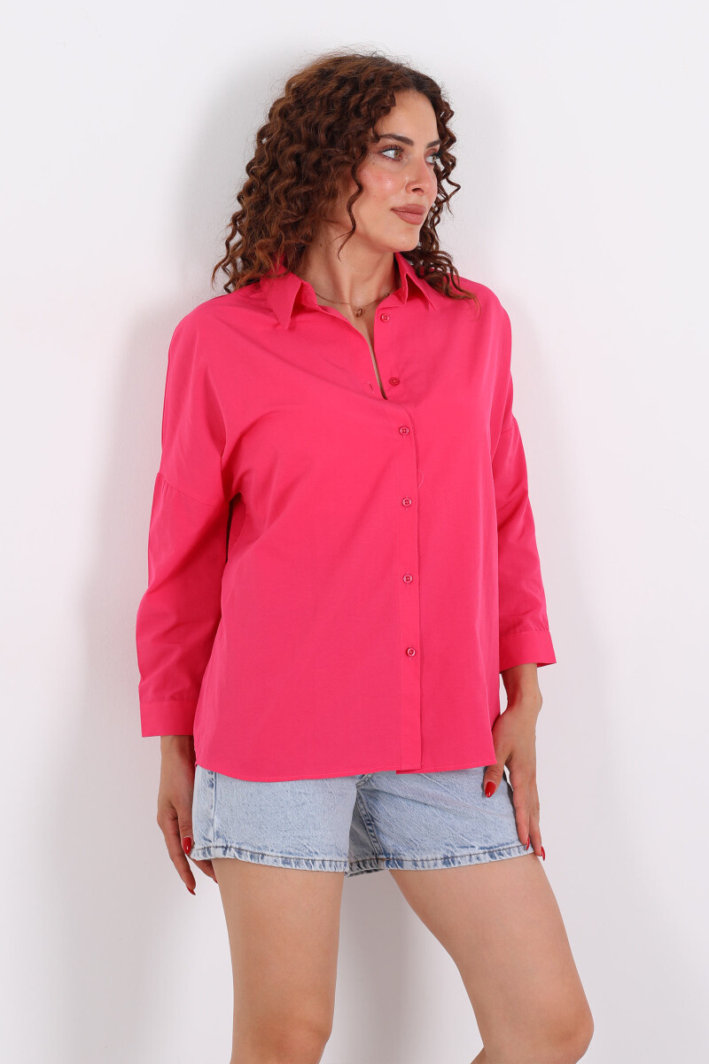 Eteği Oval Pembe Kadın Oversize Gömlek - 6