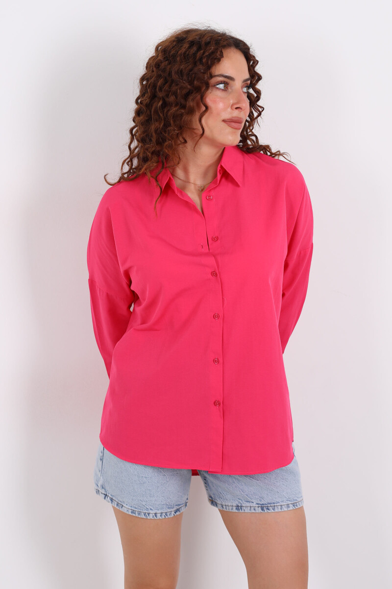 Eteği Oval Pembe Kadın Oversize Gömlek - 4