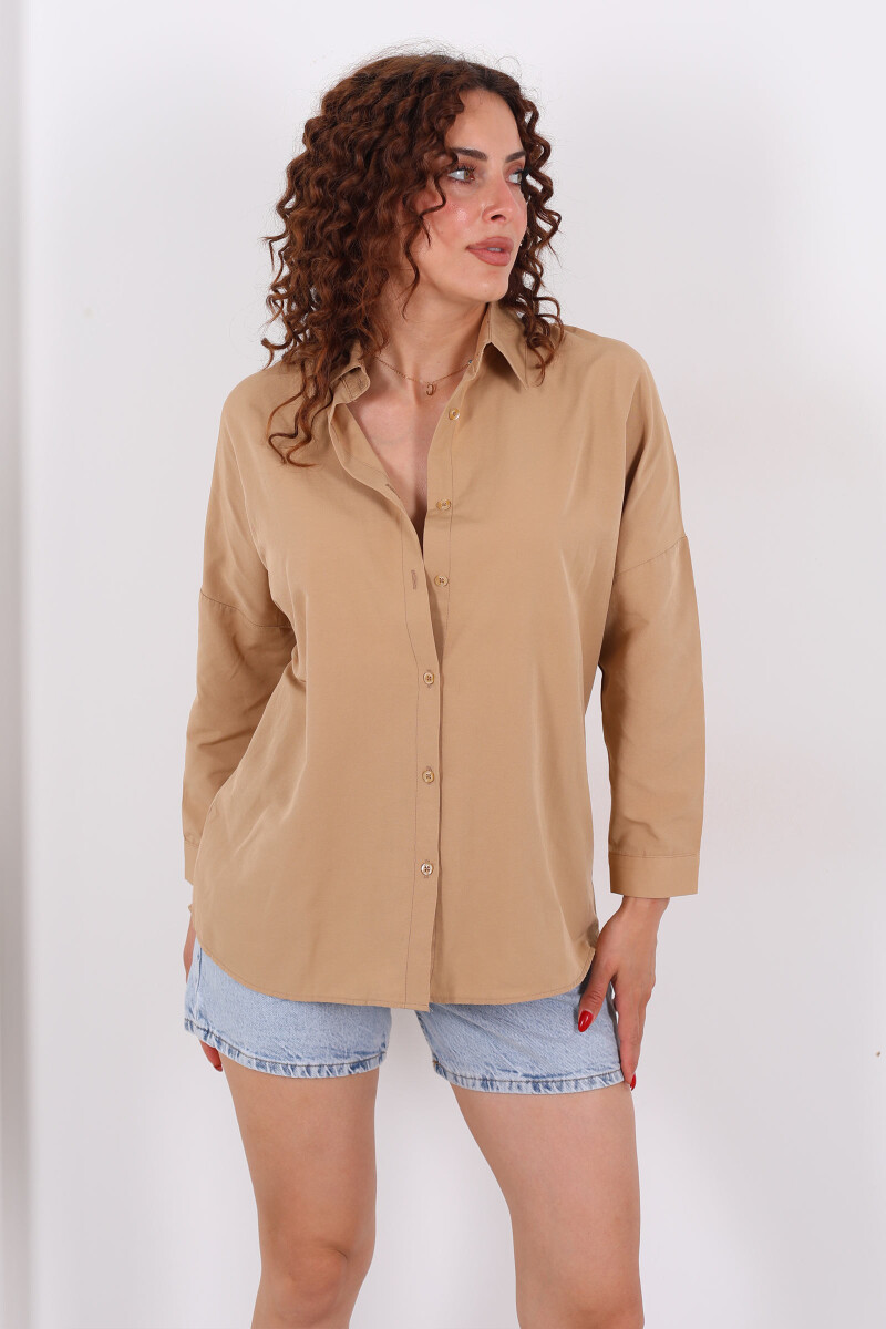 Eteği Oval Vizon Kadın Oversize Gömlek - 4