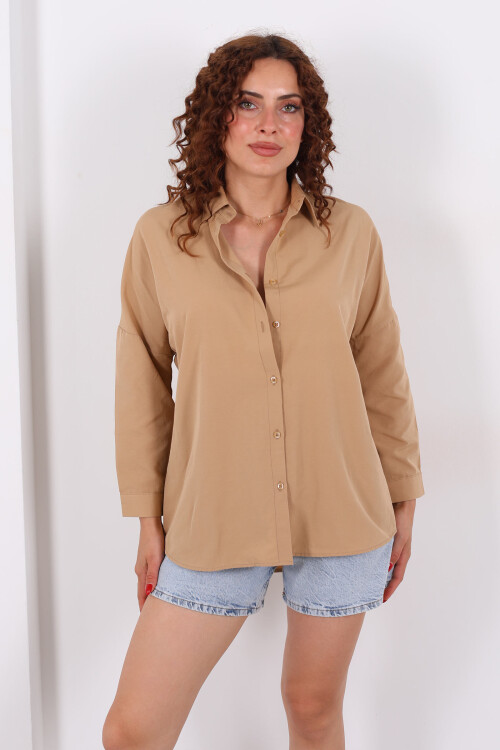 Eteği Oval Vizon Kadın Oversize Gömlek - 6