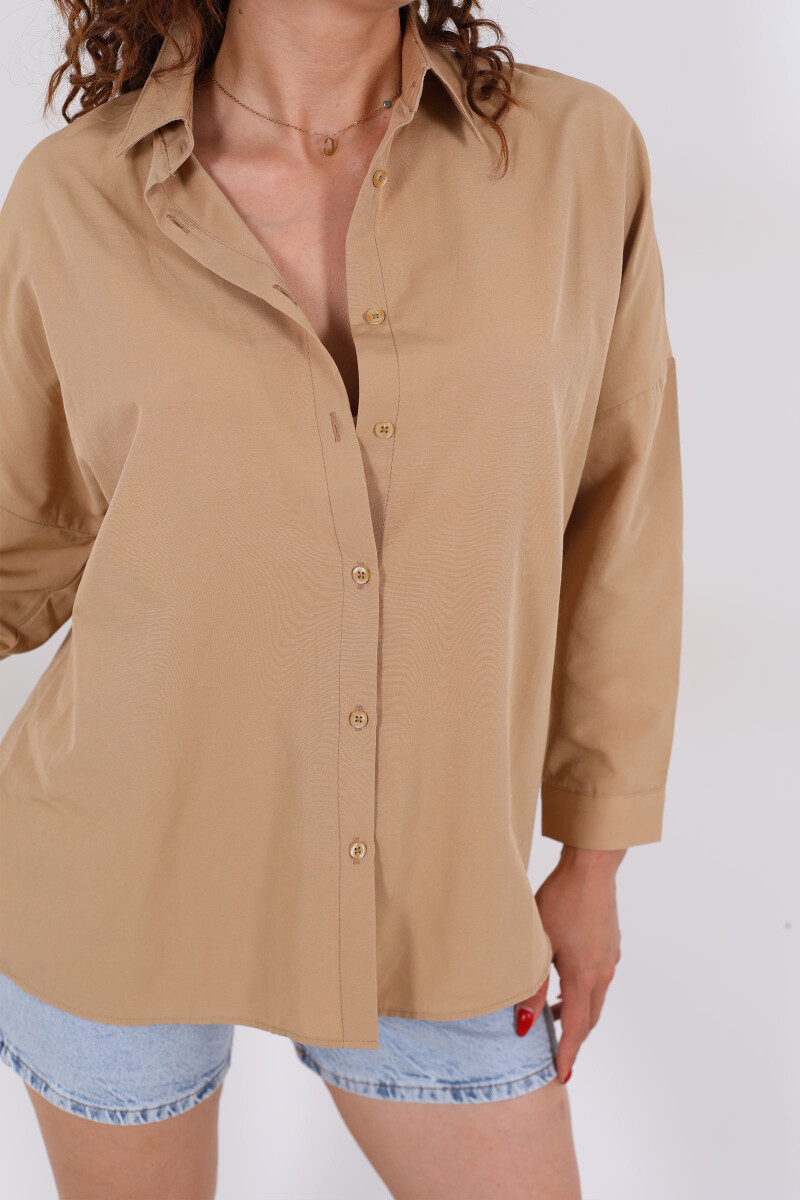 Eteği Oval Vizon Kadın Oversize Gömlek - 2