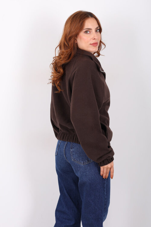 Fermuarlı Selanik Acı Kahve Kadın Sweat - 4