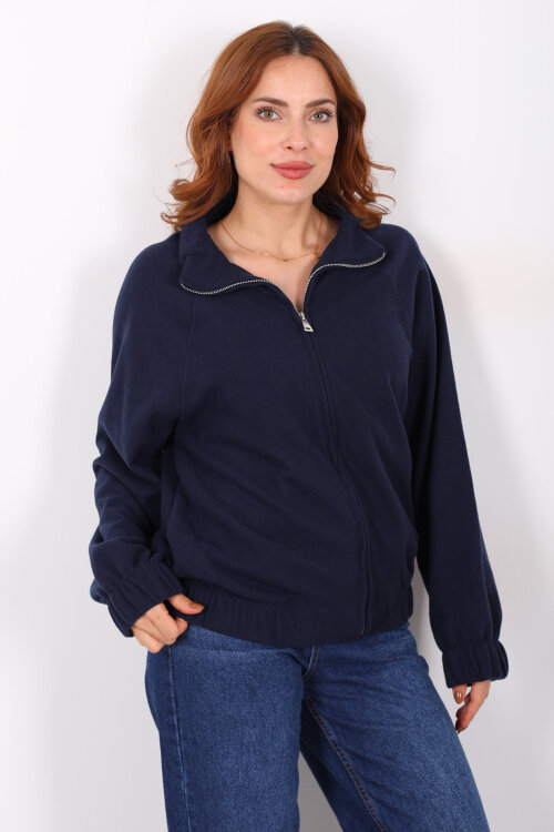 Fermuarlı Selanik Lacivert Kadın Sweat - 5