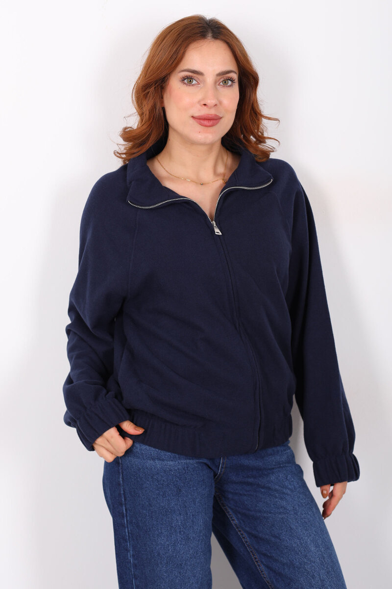 Fermuarlı Selanik Lacivert Kadın Sweat - 5