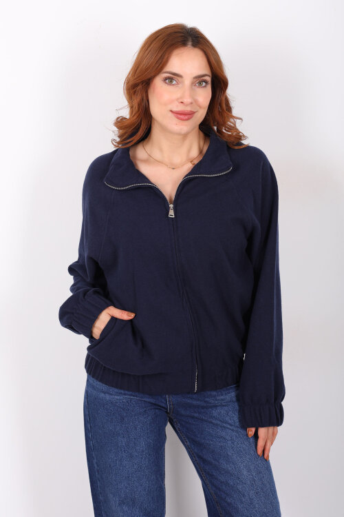 Fermuarlı Selanik Lacivert Kadın Sweat - 3