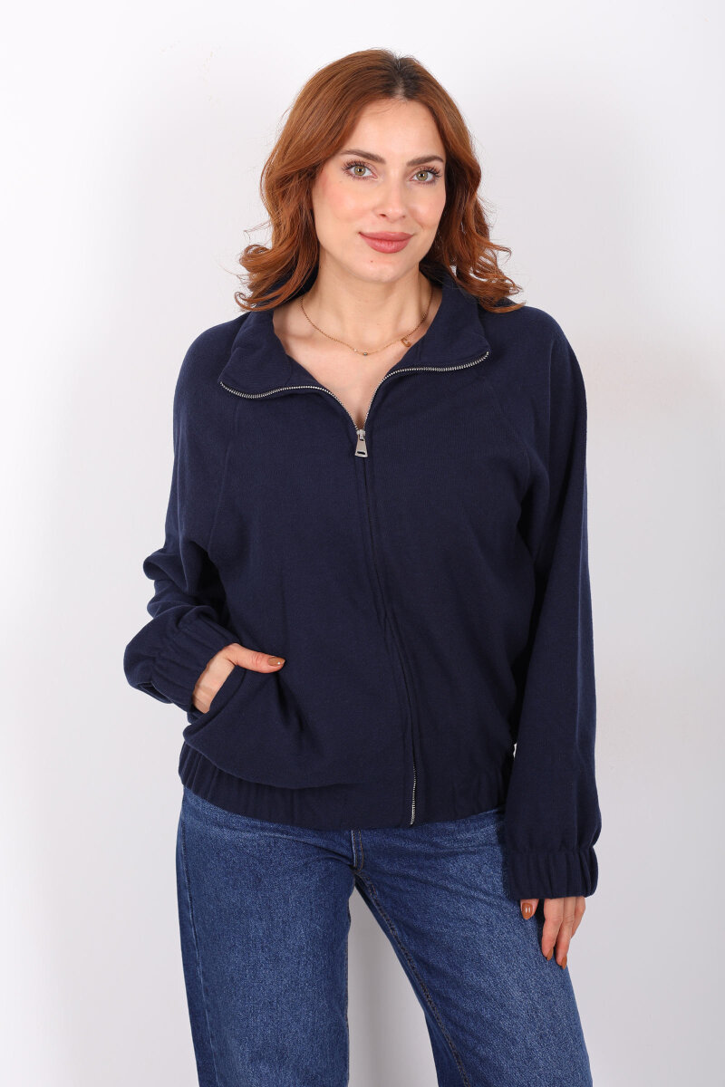 Fermuarlı Selanik Lacivert Kadın Sweat - 3