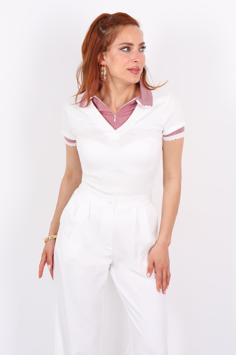Garnili Bebe Yaka Kolları Güpür Kaşkorse Beyaz Kadın Bluz - 3