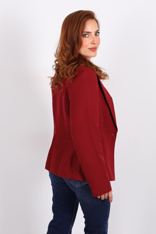 Gold Düğmeli Bordo Kadın Blazer Ceket - 5