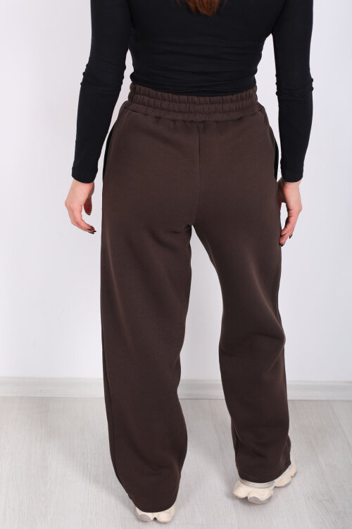 Harvard Yazılı Üç İplik Geniş Paça Acı Kahve Kadın Eşofman Altı - 5