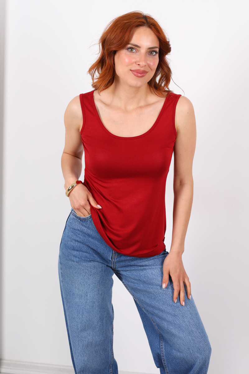 Havuz Yaka Bordo Kadın Atlet - 4