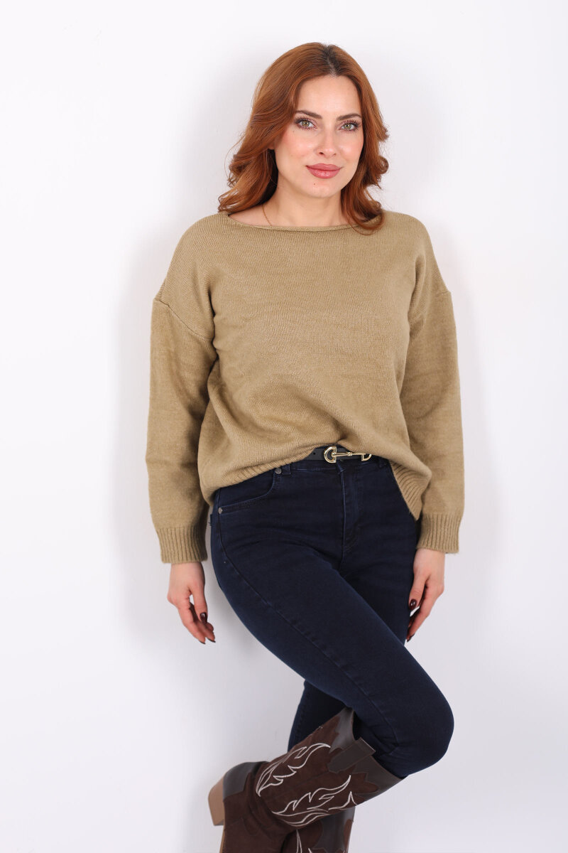 Havuz Yaka Çağla Yeşili Kadın Triko Kazak - 4