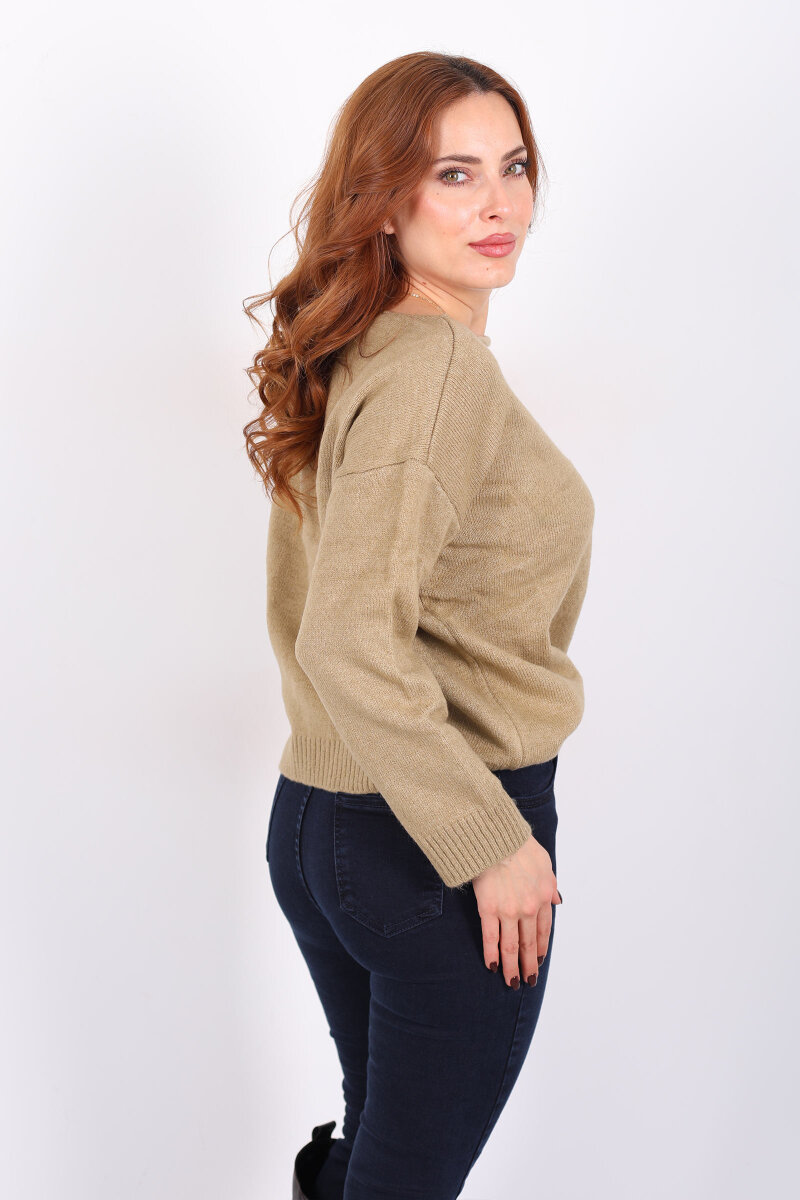 Havuz Yaka Çağla Yeşili Kadın Triko Kazak - 5