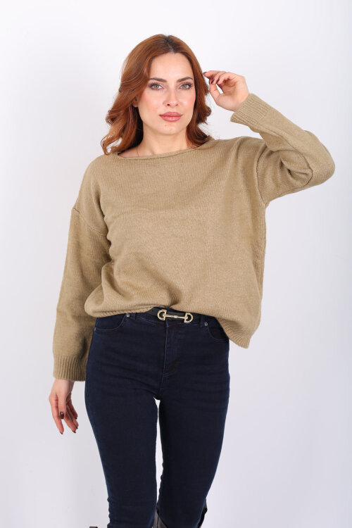 Havuz Yaka Çağla Yeşili Kadın Triko Kazak - 3