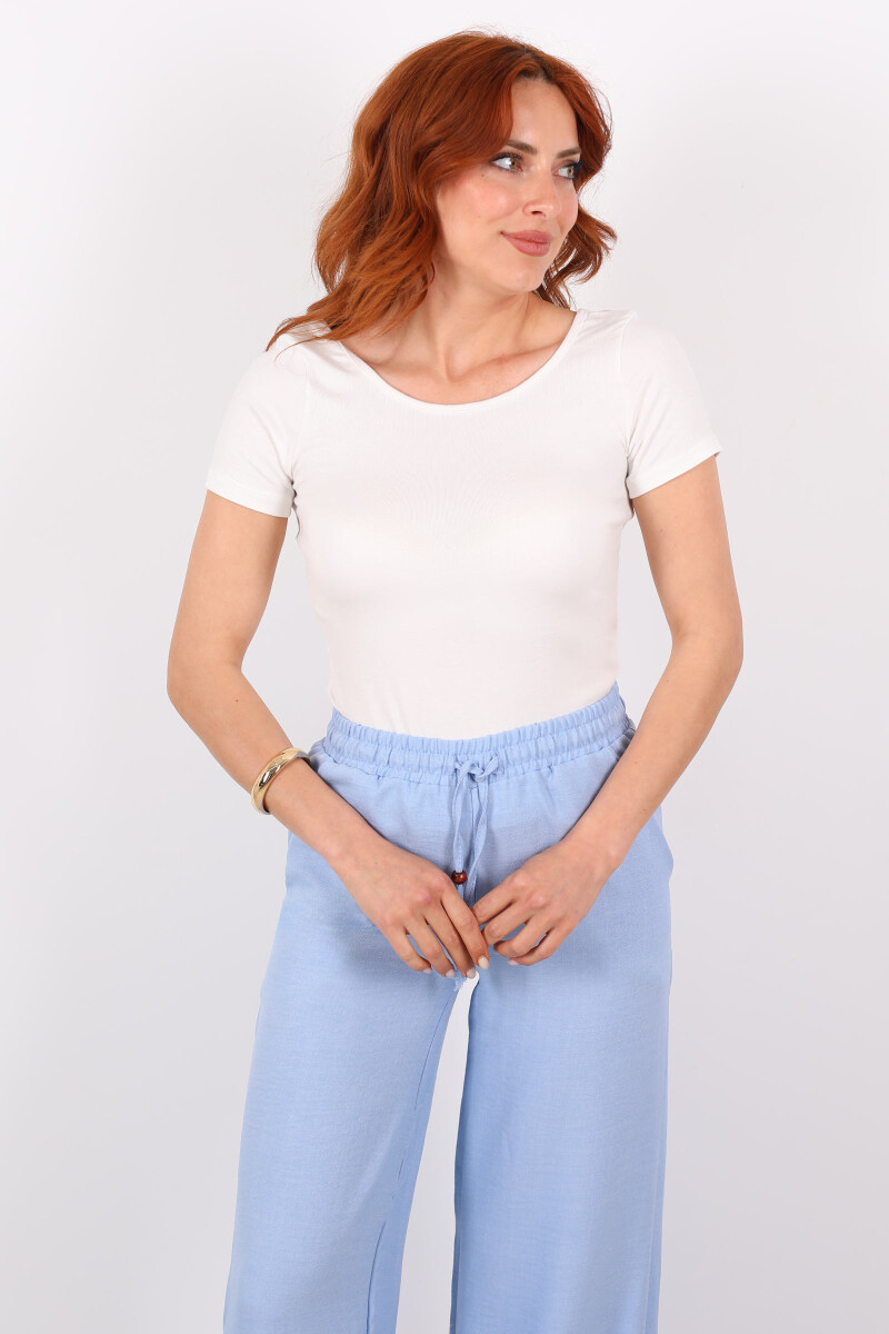 Havuz Yaka Kısa Kol Ekru Kadın Bluz - 3
