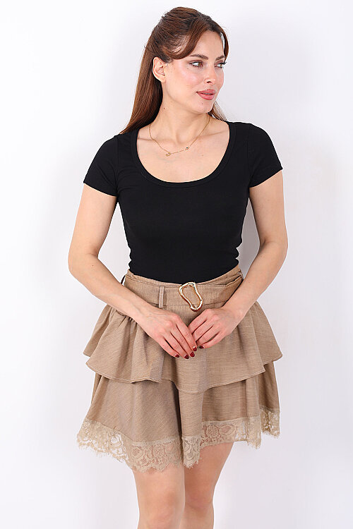 Havuz Yaka Kısa Kol Siyah Kadın Basic Body - 3