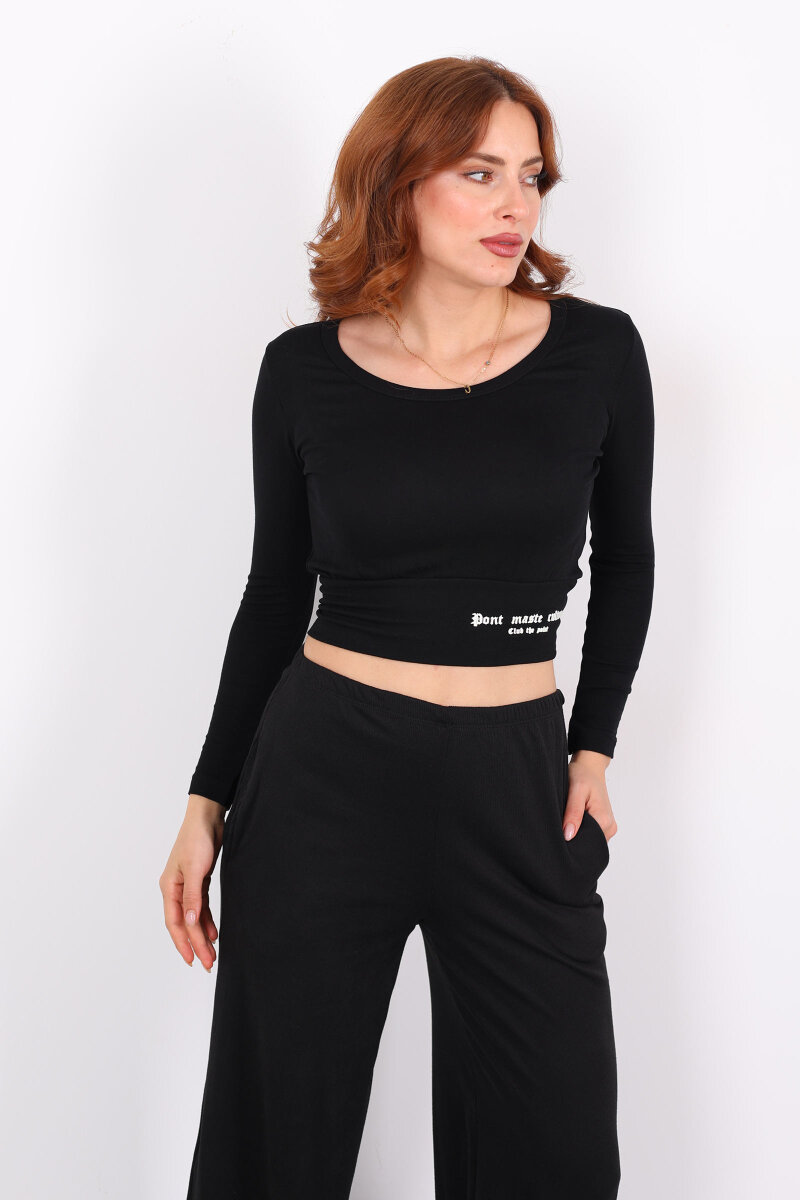 Havuz Yaka Siyah Kadın Kalın Kemerli Bluz - 6