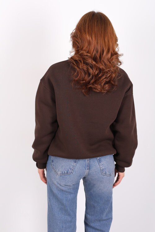 Hawkıns Baskılı Acı Kahve Kadın Üç İp Sweatshirt - 4