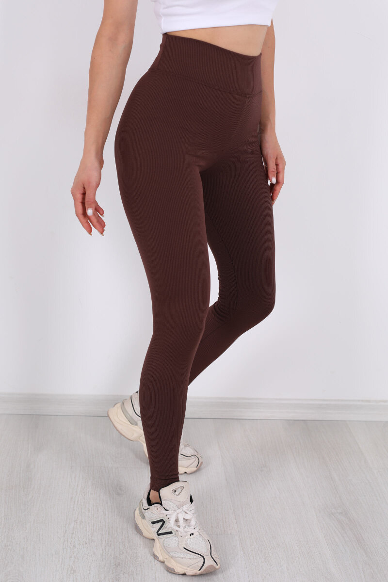 İçi Şardonlu Fitilli Acı Kahve Kadın Tayt - 2