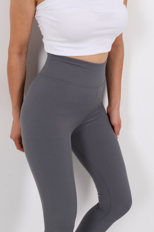 İçi Şardonlu Fitilli Antrasit Kadın Tayt - Berox (1)