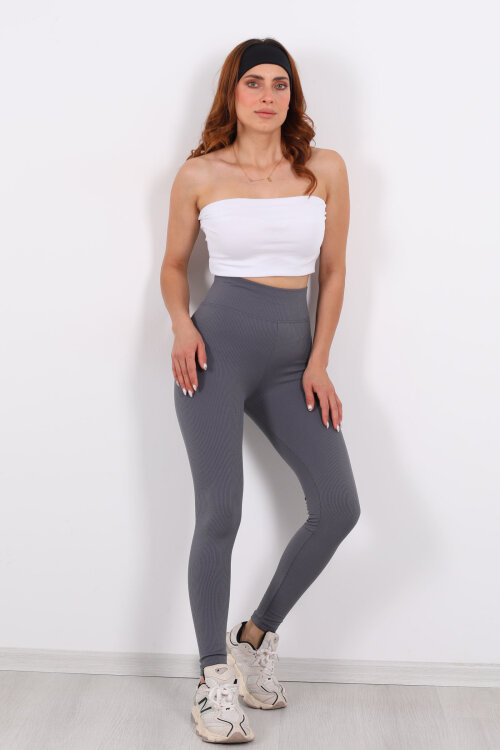 İçi Şardonlu Fitilli Antrasit Kadın Tayt 