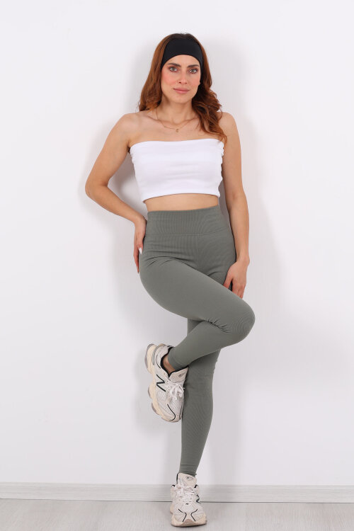 İçi Şardonlu Fitilli Mint Yeşili Kadın Tayt 