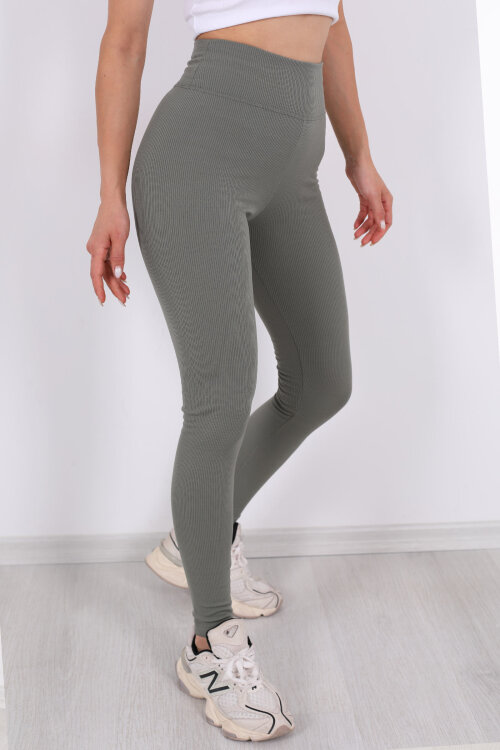 İçi Şardonlu Fitilli Mint Yeşili Kadın Tayt - 6